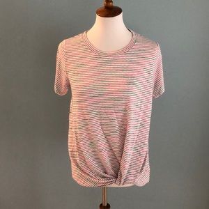 Bobeau short sleeve twist front tee shirt